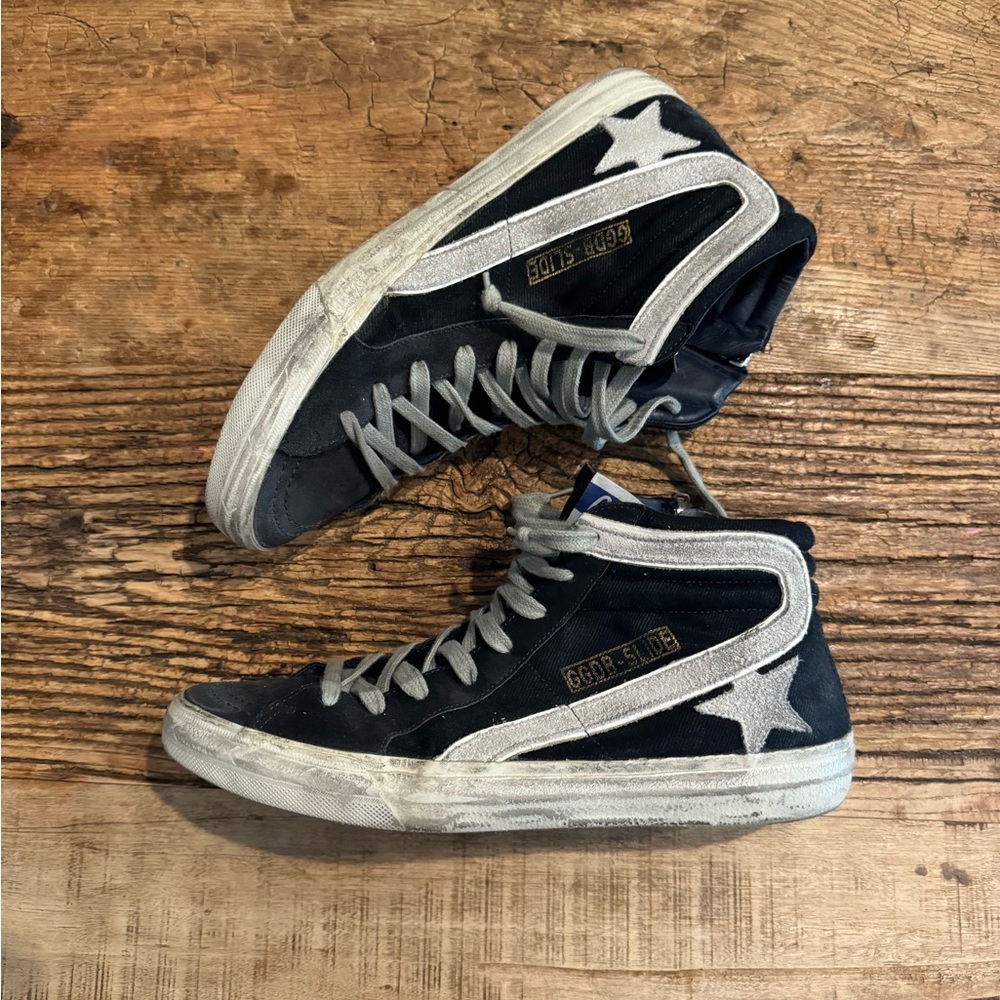 GOLDEN GOOSE Slide Sneakers High Tops Carbon Black / White Star